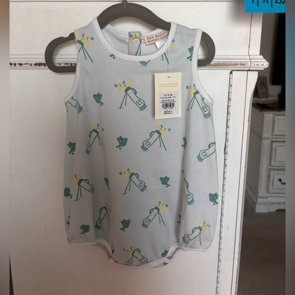 The Beaufort Bonnet Company Gray Bodysuit with Green and Yellow Print